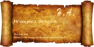 Hronyecz Arnold névjegykártya